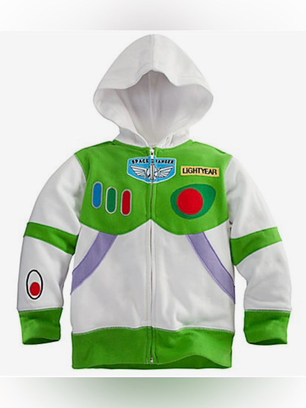 Disney Store Kids Buzz Lightyear Zip Hoodie with Green and Purple Accents
